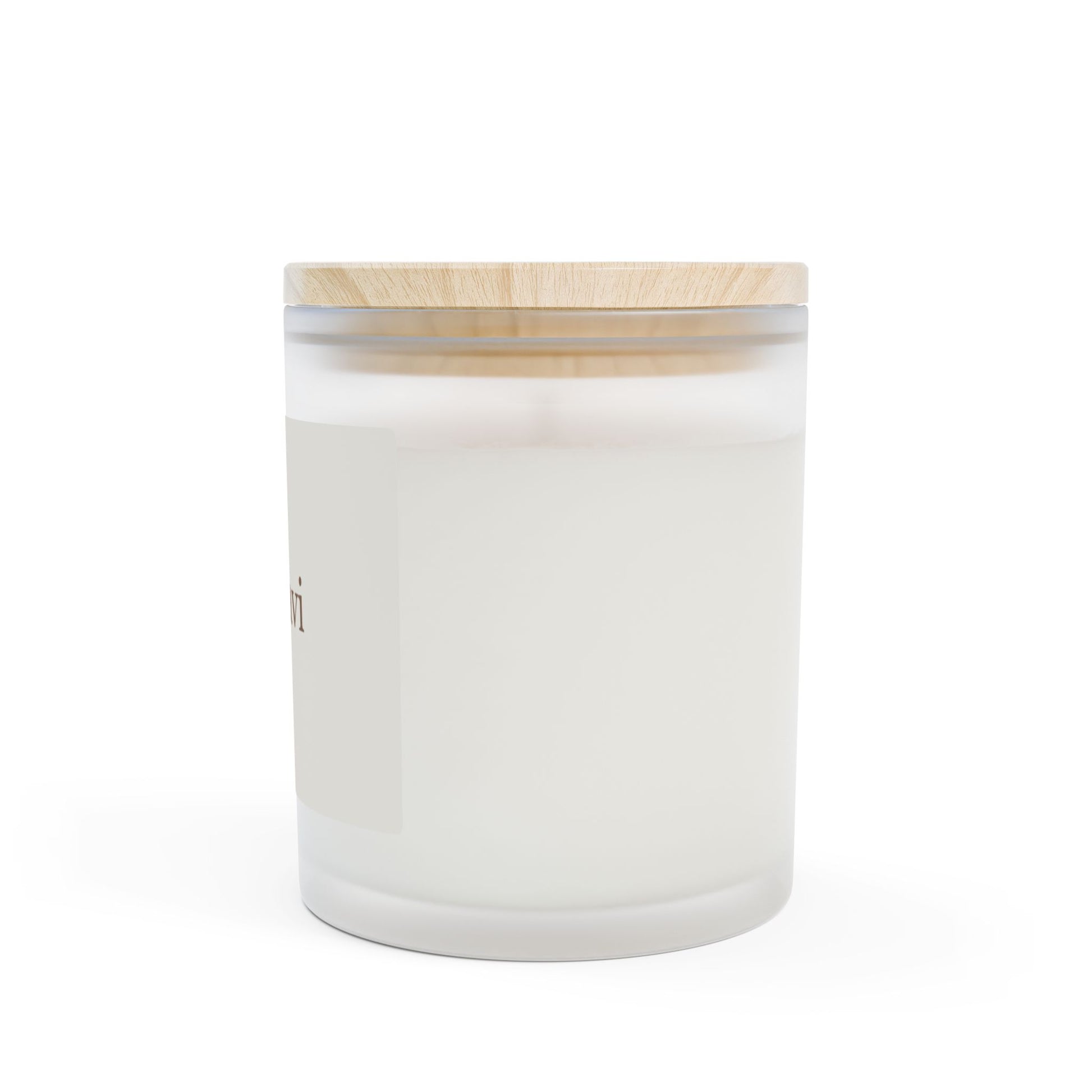 Gloravi frosted glass soy candle on a shelf — calm, self-care home scent with wooden wick